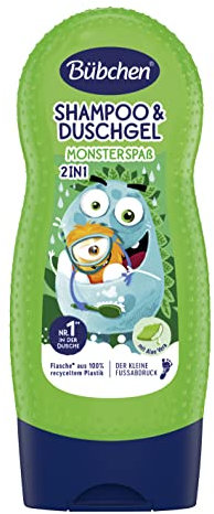 Bübchen Shampoo & Duschgel Monsterspaß, 230 ml – Pflegende Haarwäsche und mild reinigendes Duschbad, ohne Silikone