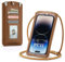 Casecond Handytasche zum Umhängen Universal Handy Tasche Kleine Umhängetasche Damen mit Handykette für iPhone 14 13 12 11 Pro Max XR Samsung Z Flip 4 S23 Ultra Plus Xiaomi Redmi Bis zu 7.3 Braun