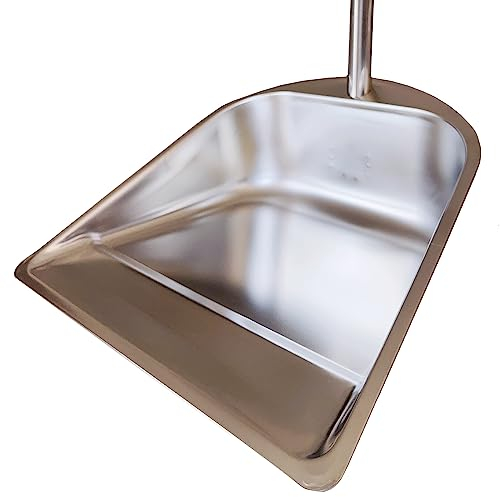 Sartenes de polvo con mango largo, recogedor vertical de metal resistente, 85 cm de largo, recogedor de pie para vestíbulo, garaje, hogar, oficina y patio