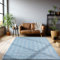 HomebyHome Outdoor Teppich Wetterfest 240x340 cm Sisal Optik Blau Bordüre Design Rechteckig - Balkon Teppich Wasserfest Küchenteppich Außenbereich Teppich für Terrasse Garten Balkon