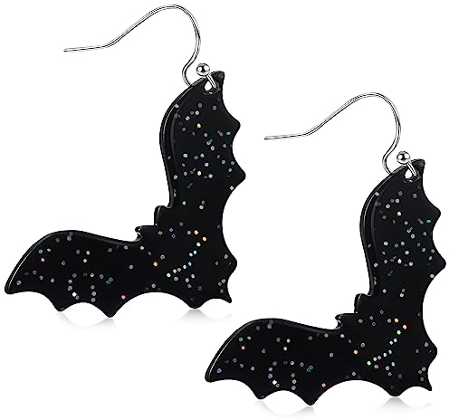 Herdear Fledermaus Halloween Ohrringe für Damen Fledermaus Ohrhänger Halloween Fledermaus Grafische Baumeln Tropfen Ohrringe für Mädchen Schmuck Kostüm Zubehör