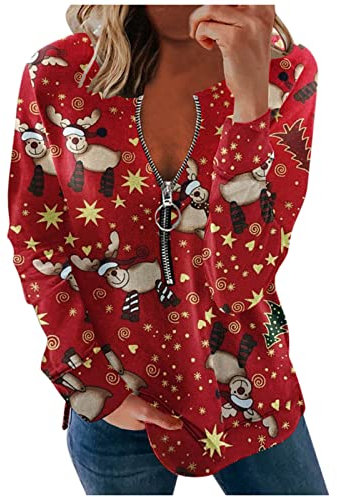 Nikolaus Pullover Damen Sweatshirt Damen grau Damen Hoodie Oversize lustig teddyplüsch Jacke Damen Outdoor Weste Damen Oliv Langarmshirt Tunika Damen Weihnachtsoutfit Damenblusen