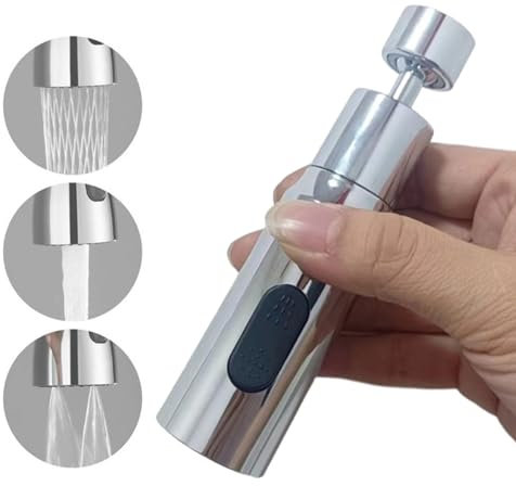 MVPACKEEY 3 Modes Kitchen Tap Spray Head Attachment | 360° Swivel Tap Extender for Kitchen Sink | Spray Adapter for Taps | Kitchen Accessories | Tap Aerator | Replacement Sprayer Attachment(Silver)