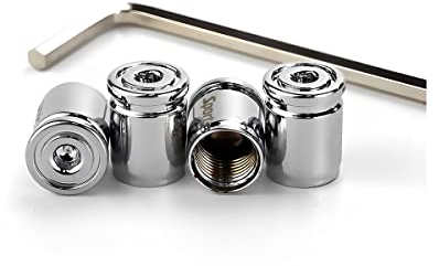 JNNJ 4Pcs Diebstahlsicherung Autoreifen Ventilkappen, Anti Diebstahl Reifen Ventilkappen mit Gummiringen, Universal Edelstahl Rad Staubschutzkappen für Auto SUV(Silber)