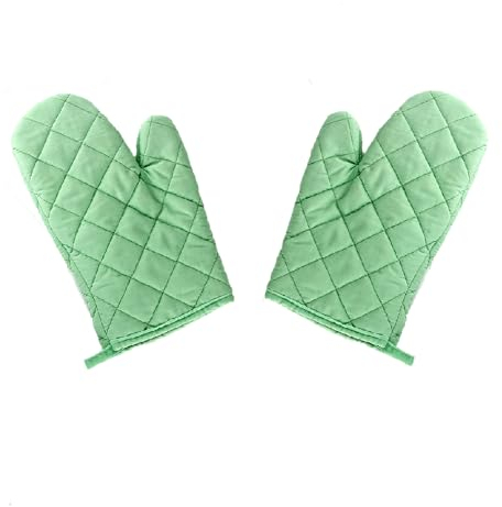 Ofenhandschuhe, hitzebeständige Küchen-Backhandschuhe mit Aufhängeschlaufe, rutschfeste Kochhandschuhe zum Grillen, Mikrowelle, Pizza, Grün, 2 Stück