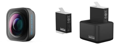 GoPro Max Lens Mod 2.0 - Official Accessory & Dual Battery Charger + 2 Enduro Batteries - HERO12 Black & HERO11 Black