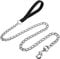 Metal Dog Chain Leash - 4FT/1.2M Anti-Bite Lead Heavy Duty, Soft Nylon Padded Handle, Suitable for Small & Medium Dogs (2mm)