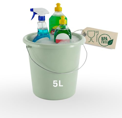 Novaliv Eimer 5L Grün mit Maßeinteilung Putzeimer Liter 22,5 cm Praktischer Allrounder mit Skala für Haushalt Garten ideal als Haushaltseimer, Wassereimer, Wischeimer, Bucket