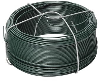 WERKA PRO Fil de Fer plastifié Vert avec Support, 50 m, Section 0,8 x 1,2 mm, résistant et Facile à Utiliser, Parfait pour des projets extérieurs comme la Fixation ou la création de clôtures