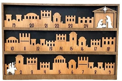 Weihnachtskrippen Adventskalender, Weihnachts-Adventskalender 2024, Jesus-Countdown, Holz-Krippenkalender 2024, Holz-Adventskalender, religiöses Feiertagsschild, Heimdekoration, Geschenk (1 PCS)