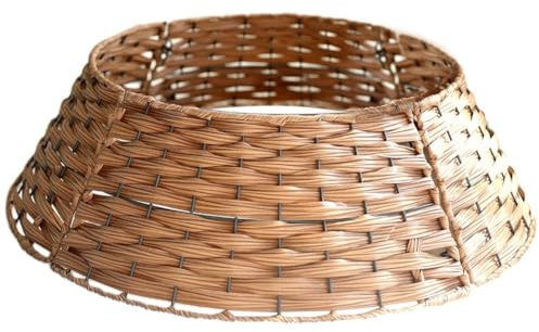 Gonna Per Albero Di Natale Con Colletto Per Albero Di Natale, Grande Gonna in Vimini in Rattan, Gonna Per Albero Di Natale Riutilizzabile Rotonda Intrecciata Per L'esposizione 'albero Di Natale