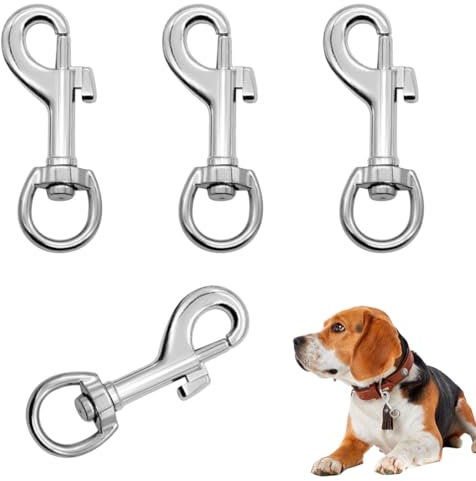 BIRLOZA 4 Stück Karabiner für Hundeleine, Karabinerhaken mit Drehgelenk aus Edelstahl, Karabiner Drehgelenk, für Hundeleinen und Outdoor-Aktivitäten, Versatile Karabiner