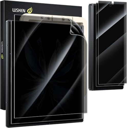 WSKEN Lot de 2 films protecteurs d'écran pour Samsung Galaxy Z Fold 6, installation facile et auto-extinction, film TPU souple à l'intérieur + verre trempé 9H, anti-traces de doigts, anti-rayures