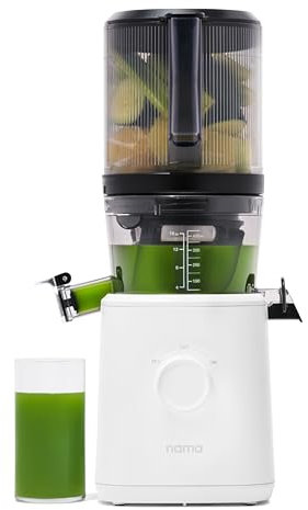 Nama J2 Cold Press Juicer, Self Feeding for Hands-Free Operation with Wide Mouth Hopper for Full Recipe Load, No Residue Chew Juicer for More Juice, Less