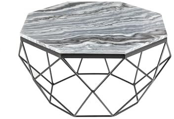 Licht-Erlebnisse Couchtisch Marmor Metall Vintage 70 x 70 x 38 cm (LxBxH) in Grün Schwarz Sofa Tisch Wohnzimmer