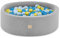MISIOO Smart Bällebad - Kinder für Baby Zimmer - 200 Bälle - Spielzeug - Maschinenwaschbar - Öko-Tex - 90 x 30 cm - Hellgrau - Blau/Gelb/Hellblau