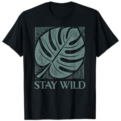 Bleib wild Grünes Monstera-Blatt T-Shirt