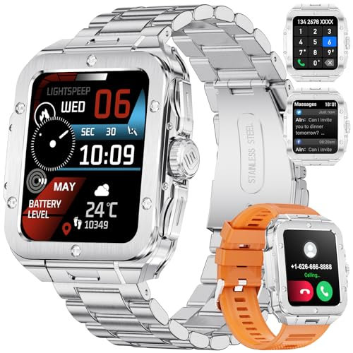 LIGE Montre Connectée Homme avec Appel Bluetooth Assistant Vocal, 1.95'' AMOLED Montre Connectée Sport 100+ Sportifs avec 24/7 Moniteur de Fréquence Cardiaque Sommeil SpO2 pour Android iOS