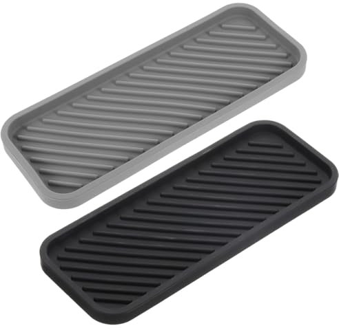 2 recipientes de silicona para fregadero, organizador de esponja, escurridor antideslizante, tapete de drenaje para tazas, cocina y baño.