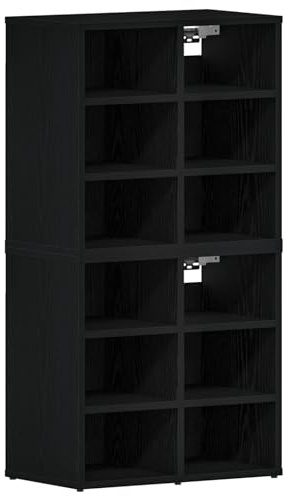 vidaXL Schuhschrank 2 pcs Schwarz Eichen-Optik 52 x 30 x 50,5 cm, Flur Aufbewahrungsschrank, moderner Schuhorganizer, platzsparendes Möbel für Dein Zuhause