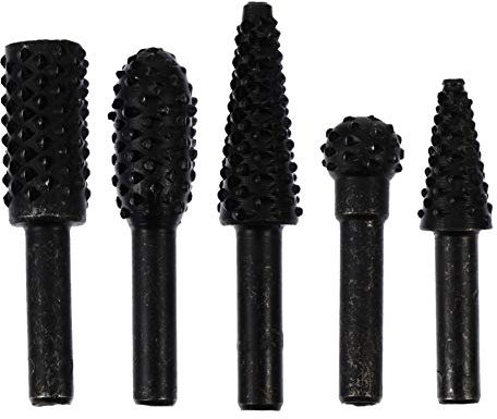 JECOMPRIS Juego De Limas Rotativas De Acero Negras, Accesorio Para Taladro 5 Piezas, Herramienta Rotativa Para Pulir Madera, Acero Inoxidable y Soldadura, Uso Industrial y Doméstico