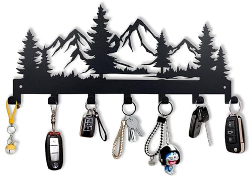 Noaxylic Appendichiavi da Parete, Portachiavi da Parete con 7 Ganci | Multifunzionale Porta Chiavi da Muro Per Casa, per Ingresso, Studio, Cucina, Corridoio, Camera da Letto (Montagna)