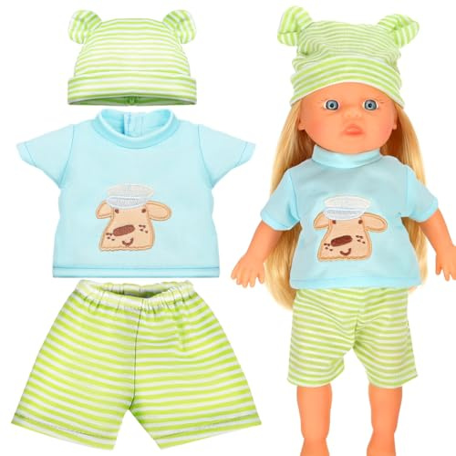 Toddmomy Babypuppenkleidung 25cm Jungenpuppen Schlafanzug Aus Baumwolle Puppenkleidung Satz Für Reborn Puppen Spielzeug Zubehör Für Kinder
