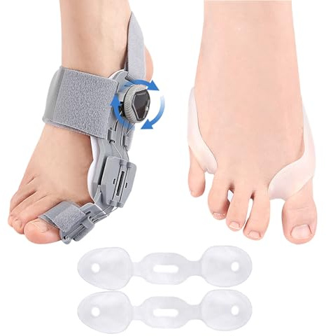 HahaGo Hallux Valgus Korrektur Fixierplatte Hallux Valgus Schiene Ballen Zehen Korrektor mit 4 Verschiedenen Befestigungswinkeln Korrektur Set für Damen und Herren (Weiß)