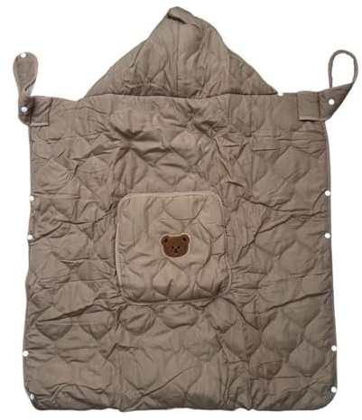Fabater Babytrage-Winterbezug, wasser- und Winddichter Winter-Wimpelsack mit Großen Taschen, Universeller Hoodie-Ganzjahres-Tragebezug für Taillenhocker, Kinderwagen (Kaffee)