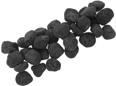 Abaodam Schwarze Lavasteine Feuerstelle 1200g – Vulkangestein 3-5cm für Garten Feuerschale Aquarium Dekorative Kaminsteine mit Wärmespeicherung