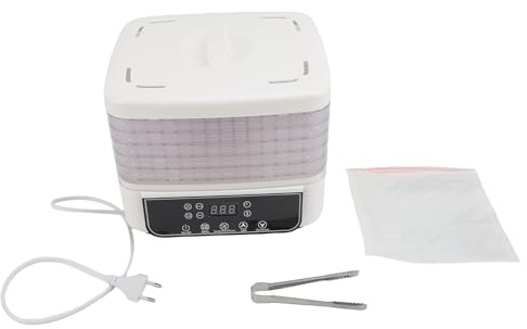 Riuulity Déshydrateur Alimentaire, 160 W, 5 Plateaux avec écran LED et Minuterie, Circulation D'air Chaud à 360 Degrés pour Friandises Séchées pour Chiens, Viande, Fruits (Prise américaine)