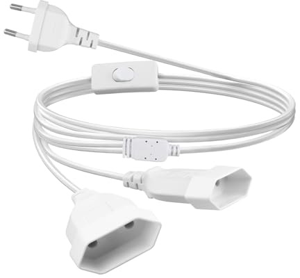 Vaskula 2m Câble D'extension Euro 2 en 1 avec Interrupteur 250 V/2,5 A Câble D'extension de Prise D'extension Blanc Aux Téléphones Portables Aux écrans D'ordinateur