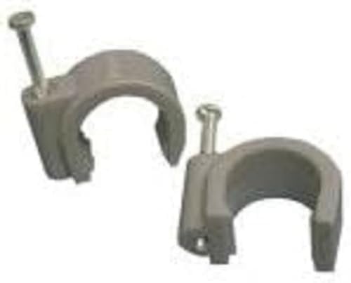 Zenitech - Set Di 100 Ganci Di Fissaggio Ø14mm - Realizzati In Plastica Di Alta Qualità - Ideale Per Cavi, Tubi E Fili Piatte Su Superfici Solide - Certificato CE Per Sicurezza Ottimale - Grigio