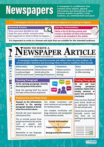 Daydream Education Poster „Newspapers“, Englisch-Poster, Glanzpapier, 850 mm x 594 mm (A1), Sprachposter für Klassenzimmer, Lernposter