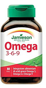 Jamieson Biovita Srl Omega 3-6-9 Integratore di Olio di Lino, Borragine, Pesce, 80 Perle