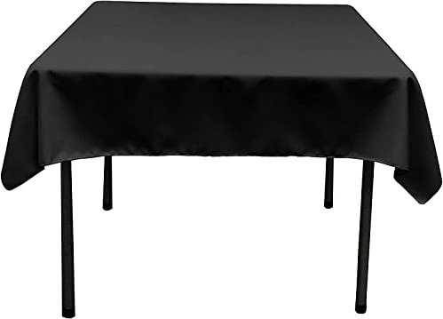 LA Linen Quadratische Tischdecke aus Polyester/Popeline, Polyester, Schwarz, 132 x 132 x 0.04 cm