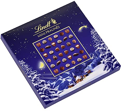 Lindt Schokolade Mini Pralinés Weihnachten , 180 g , 36 weihnachtliche Pralinen in 9 Sorten , zum Teil alkoholhaltig , Schokoladen-Geschenk zu Weihnachten , Pralinen-Geschenk