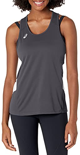 ASICS Women's Team Sweep Singlet, Steel Grey/White, Small