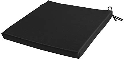 SOFTILLO Patio Chair Cushion with Seat Ties - Indoor and Outdoor Furniture Seating - Water-Resistant Polyester - Kitchen Dining, Lawn & Garden - 36 x 36 cm - Black