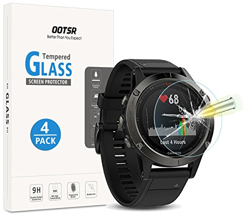OOTSR (4 Stück Panzerglas Schutzfolie kompatibel für Garmin Fenix 5, Displayschutzfolie kompatibel für Garmin Fenix 5 [Kratzfest] [Blasenfrei] (Nicht kompatibel mit Anderen Fenix 5 Smartwatch)