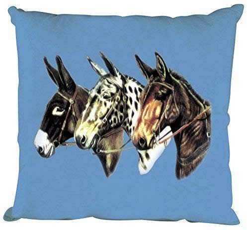 Fan-O-Menal Kissen mit Print - 3 Esel Donkeys - TW053 blau Gr. ca. 40 x 40 cm incl. Füllung