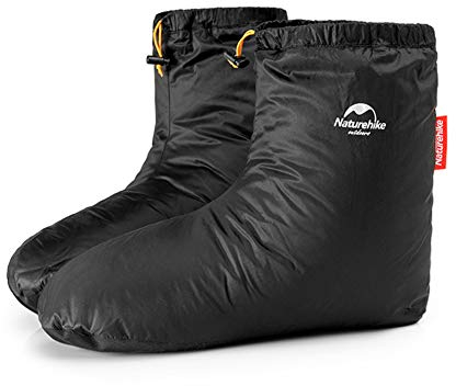 Tentock Daunenschuhe Gänsedaunen Socken Bettschuhe Winter Warme Hausschuhe Stiefel OutdoorWasserdichtNeutralSchlafzimmer Skifahren Radfahren Camping(M-Schwarze)