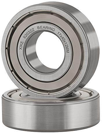 XiKe 2 Stück 6203 ZZ Kugellager 17x40x12mm Chromstahl und Doppelte Metalldichtung 6203Z Rillenkugellager mit Dichtungen