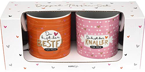 H:)PPY life. Porzellan Tassen-Set Du bist der Beste. 2 Tassen in Geschenkbox.