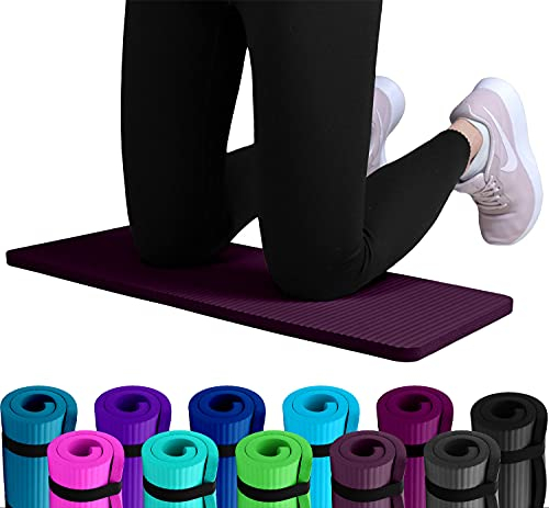 Set 2 x REFIT FITNESS NBR Fitness Yoga Pads 25 x 61 x 1,5 cm Aubergine + Bänder Sport Kniekissen Fitnessmatte klein Kniepad Bodenkissen rutschfest Yoga Kniematte Sportmatte Knie Matte Kissen Yogamatte