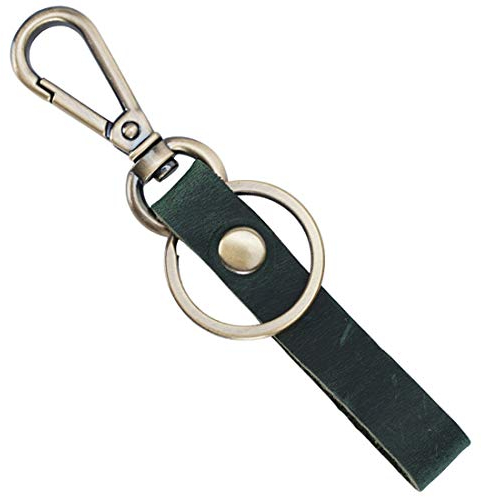 Aileder Leder-Schlüsselanhänger für Auto, Gürtel, Schlüsselhalter, verrücktes Pferd, Lederband, Valet, Schlüsselanhänger, Schlüsselring, Schlüsselband (dunkelgrün)