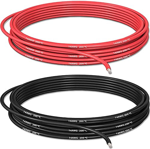 14 AWG / 2.5mm² Gauge Silicone Wire (3 Metres / 10ft Black) & (3 Metres / 10ft Red) Soft & Flexible Cable by UMTMedia® - Can Be Used For Electrical, Automotive, Cars, Drones, Or Arduino Projects