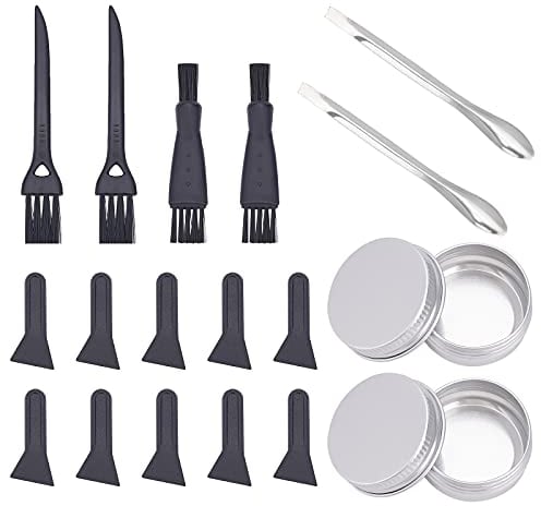 GORGECRAFT Pollen Scrapers Kit for Grinder Spices Grinder Cleaning Kit Including 10Pcs Black Plastic Scraper+ 4Pcs Cleaning Brush+ 2Pcs Stainless Steel Micro Spoon+ 2Pcs Round Aluminium Tin Cans