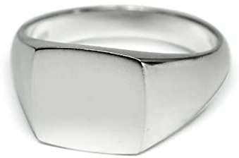 Herren Ring Siegelring Silber massiv rund eckig aus 925 Sterling Silber poliert für Gravur Geschenk | Männerschmuck aus Deutschland mit Geschenkverpackung (Silber matt, 68 (21.6))