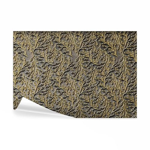 decomonkey Fototapete Pflanzen 450x315 cm Design Tapete Fototapeten Vlies Tapeten Vliestapete Wandtapete moderne Wand Schlafzimmer Wohnzimmer Laub gold
